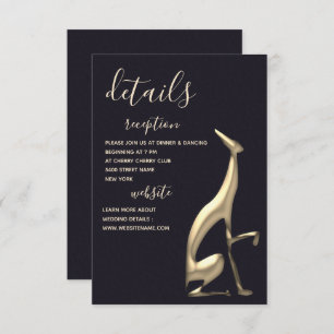 Minimalist Black and Gold Dog Wedding Details Card