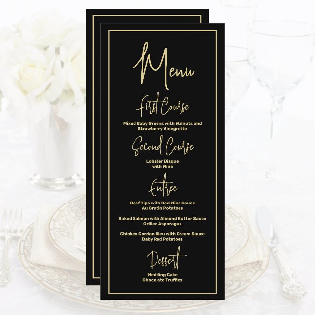 Minimalist Black and Gold Formal Modern Script Menu (Creator Uploaded)