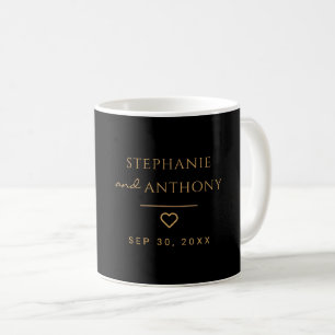 Minimalist Black And Gold Heart Modern Wedding Coffee Mug