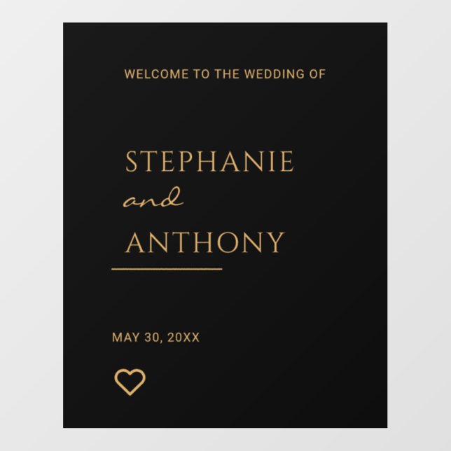 Minimalist Black and Gold Heart Modern Wedding   Floor Decals (Front)