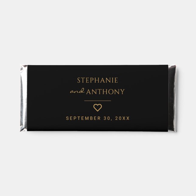 Minimalist Black And Gold Heart Modern Wedding   Hershey Bar Favors (Front)