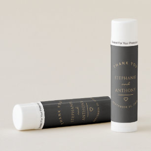 Minimalist Black And Gold Heart Modern Wedding Lip Balm
