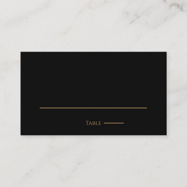 Minimalist Black And Gold Heart Modern Wedding   Place Card (Front)