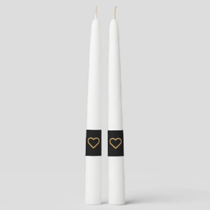 Minimalist Black And Gold Heart Modern Wedding Taper Candle