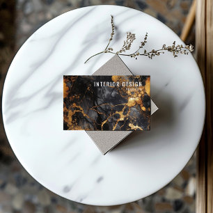 Minimalist Black and Gold Marble Business Card