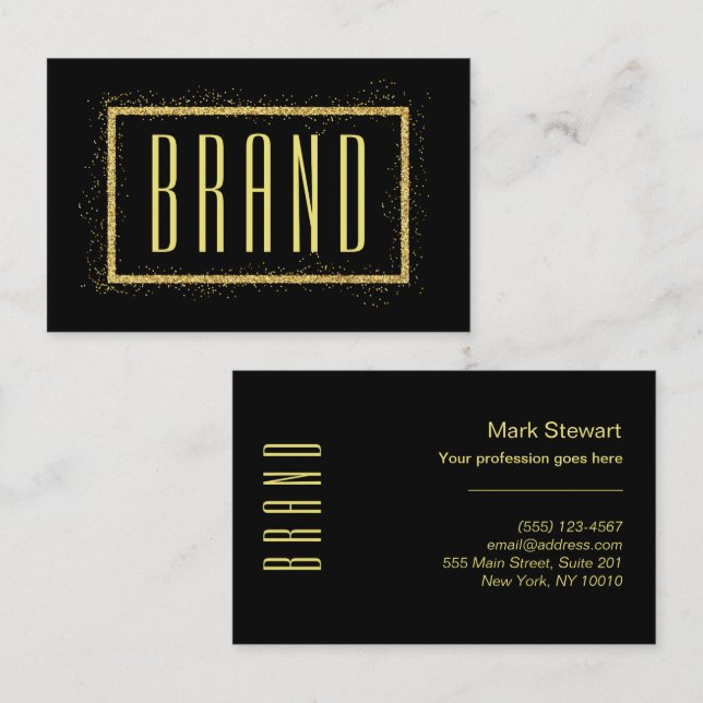 Minimalist black and gold modern EMPIRE font Business Card (Front/Back)