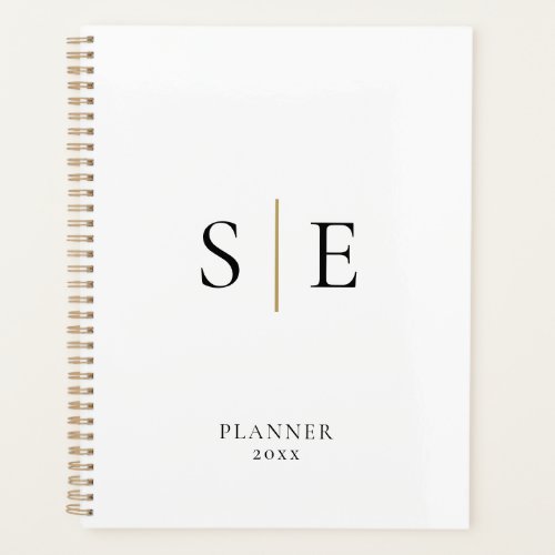 Minimalist Black And Gold Monogram 2022 Planner - This chic modern design can be personalized with your monogram initials. Designed by Thisisnotme©