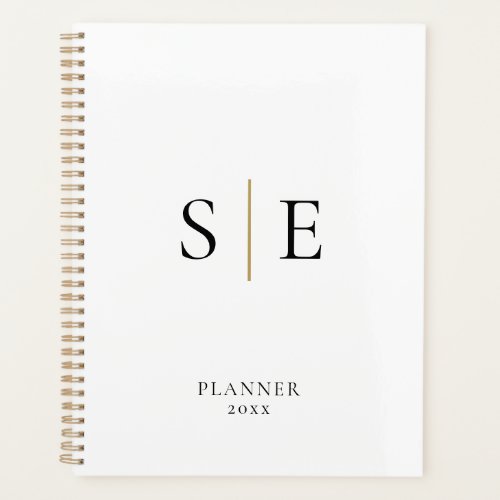 Minimalist Black And Gold Monogram 2023 Planner