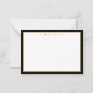 Minimalist Black and Gold Monogram Note Card