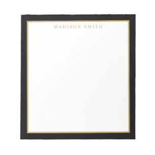 Minimalist Black and Gold Monogram Notepad