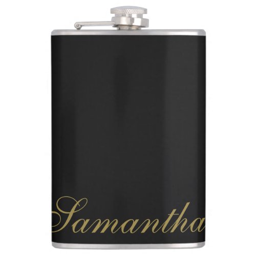Minimalist Black and Gold Personalized Hip Flask