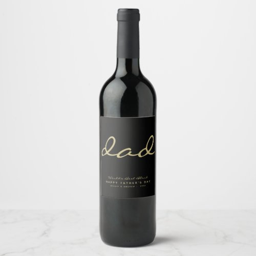 Minimalist Black and Gold Personalized Wine Label