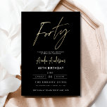Minimalist Black and Gold Script 40th Birthday Invitation<br><div class="desc">Celebrate turning 40 in style with a Minimalist Script Black and Gold Birthday Invitation! Featuring sleek black and gold accents, elegant script typography, and a clean, modern design, this invitation sets the tone for a sophisticated celebration. Perfect for any venue, from chic lounges to intimate gatherings, it combines timeless elegance...</div>