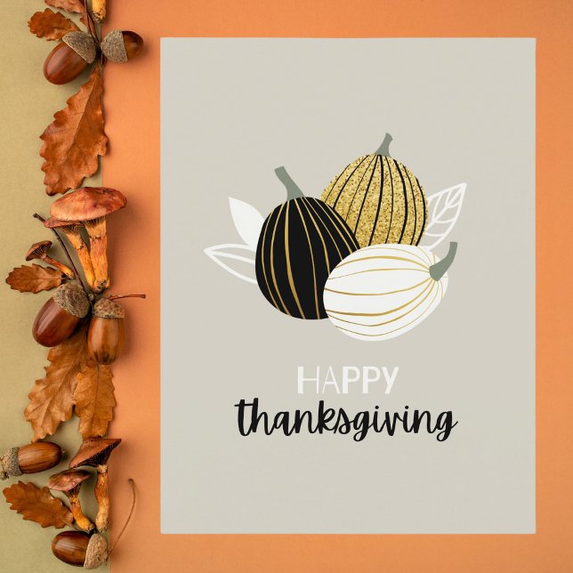 Minimalist Black and Gold Thanksgiving Postcard (Creator Uploaded)
