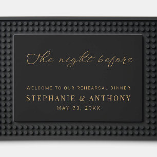Minimalist Black and Gold The Night Before Wedding Bar Mat