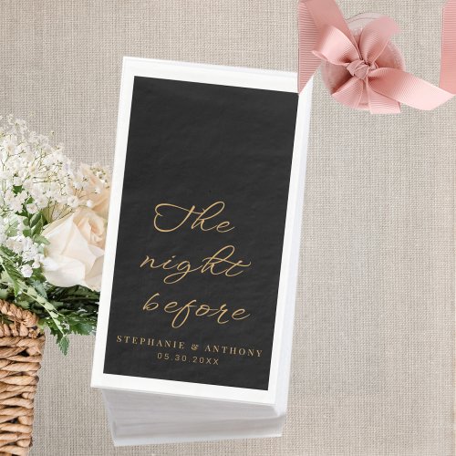 Minimalist Black and Gold The Night Before Wedding Paper Guest Towels
