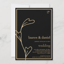 Minimalist Black and Gold Wedding Invitation