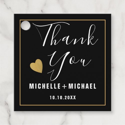 Minimalist Black And Gold Wedding Thank You Favor Tags