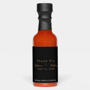 Minimalist Black and Gold With a Heart Wedding Hot Sauces