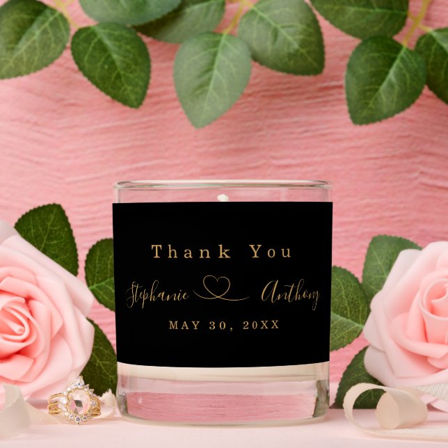 Minimalist Black and Gold With a Heart Wedding   Scented Candle (Wedding)