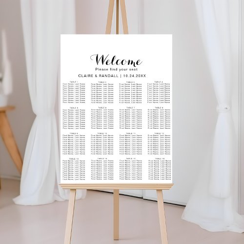 Minimalist Black and Gray Wedding Seating Chart