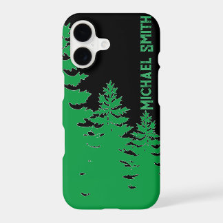 Minimalist black and greenpine tree silhouette    iPhone 17 case