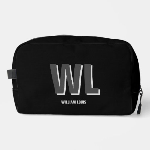 Minimalist Black and Grey Personalized Monogram  Dopp Kit