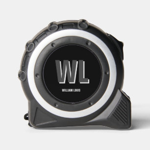 Minimalist Black and Grey Personalized Monogram  Tape Measure
