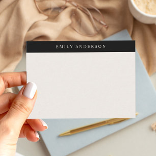 Minimalist Black and Ivory Elegant Monogram Note Card