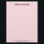 Minimalist Black and Pale Pink Business Template Letterhead<br><div class="desc">This minimalist letterhead has a black border. At the top, there's a line of black display text you can replace with your company's name. At the bottom, there are two lines of black display text you can replace with your company's contact information such as the business address, phone number, website,...</div>