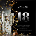 Minimalist Black and Silver 18th Birthday Party Invitation<br><div class="desc">Invite your friends and loved ones to your 18th birthday celebration with this stylish minimalist black and silver eighteenth birthday party invitation.</div>