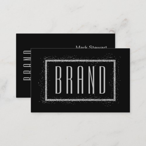 Minimalist black and silver modern EMPIRE font Business Card