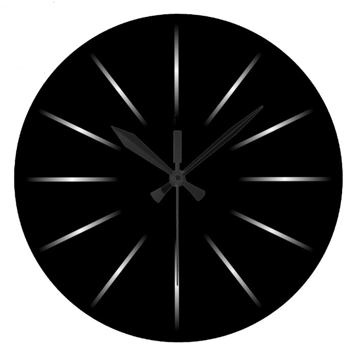 Minimalist Black and Silver Wall Clock Zazzle
