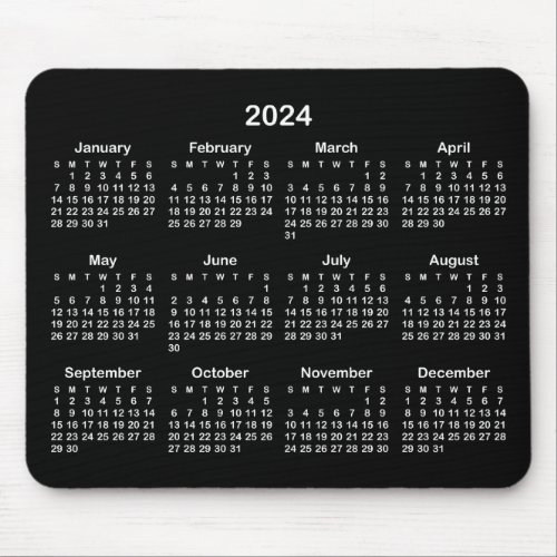 Minimalist Black and White 2024 Calendar Mouse Pad