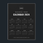 Minimalist Black and White 2024 Magnetic Calendar<br><div class="desc">Welcome the New Year with this stylish magnetic calendar,  featuring your custom logo and text. Easily add your own details by clicking on the "personalize" option.</div>