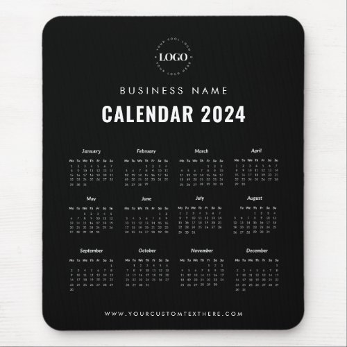 Minimalist Black and White 2024 Magnetic Calendar Mouse Pad