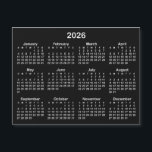 Minimalist Black and White 2026 Magnetic Calendar<br><div class="desc">Create your own solid color background 2026 calendar magnet. 
The thin magnet is a horizontal format with the 4.25" x 5.6" size.
Customize the solid black background color to create your own design.
Minimalist black and white small magnet design for your fridge.</div>