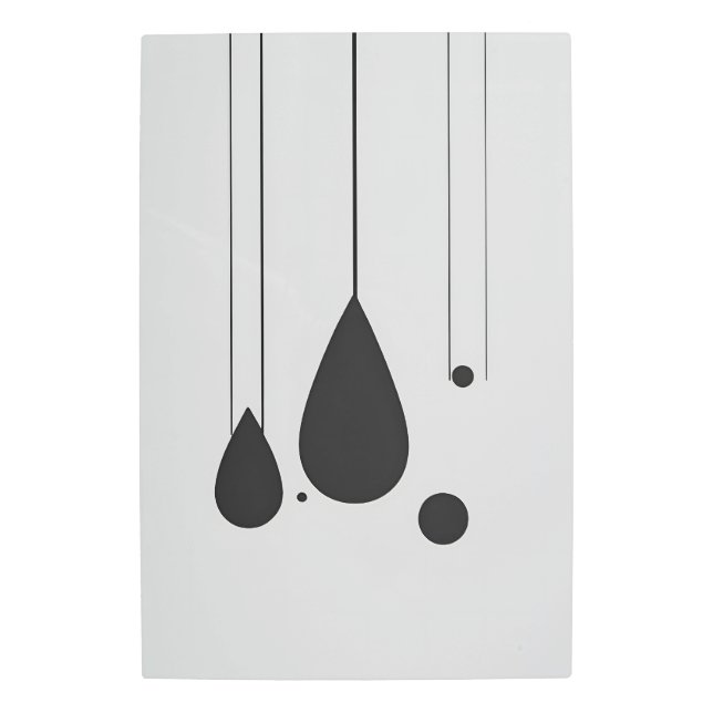 Minimalist Black and White Abstract Metal Wall Art (Front)