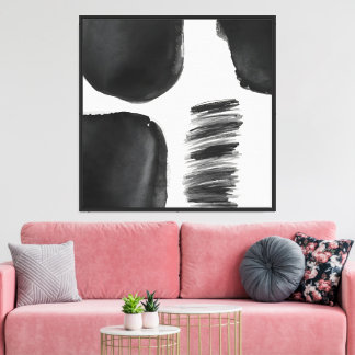Minimalist Black and White Abstract Modern Ink Art Canvas Print