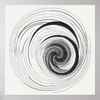 Minimalist Black and White Abstract Vortex Poster