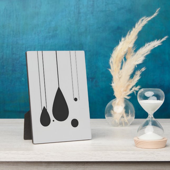 Minimalist Black and White Abstract Wall Art Plaque (Side)