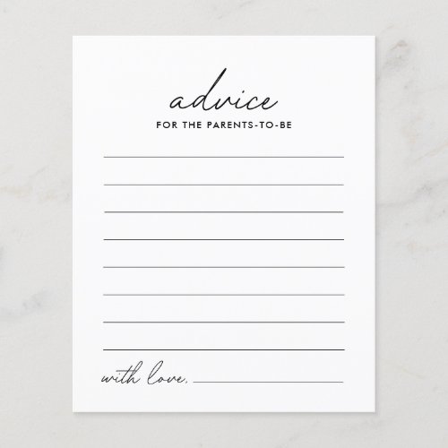 Minimalist Black and White Advice Baby Shower Game