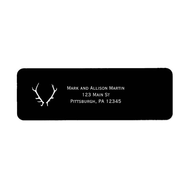 Minimalist Black and White Antlers Label (Front)