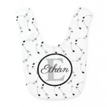 Minimalist Black and White arrows pattern Monogram Baby Bib Minimalist Black and White arrows pattern Monogram Baby Bib