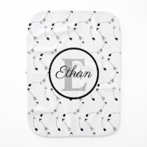 Minimalist Black and White arrows pattern Monogram Baby Burp Cloth Minimalist Black and White arrows pattern Monogram Baby Burp Cloth