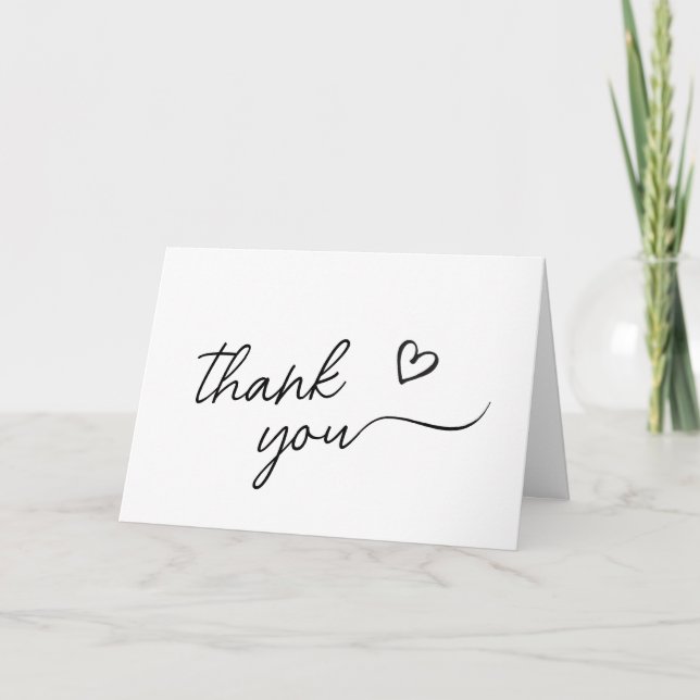 Minimalist Black and White Baby Shower Thank You Card (Front)