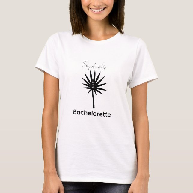 Minimalist Black and White Bachelorette Bridesmaid T-Shirt (Front)