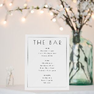 Minimalist Black and White Bar Menu Foam Board