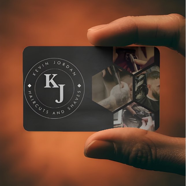 Minimalist Black and White Barbershop Modern Business Card (Creator Uploaded)