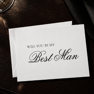 Minimalist Black and White Best Man Proposal Card